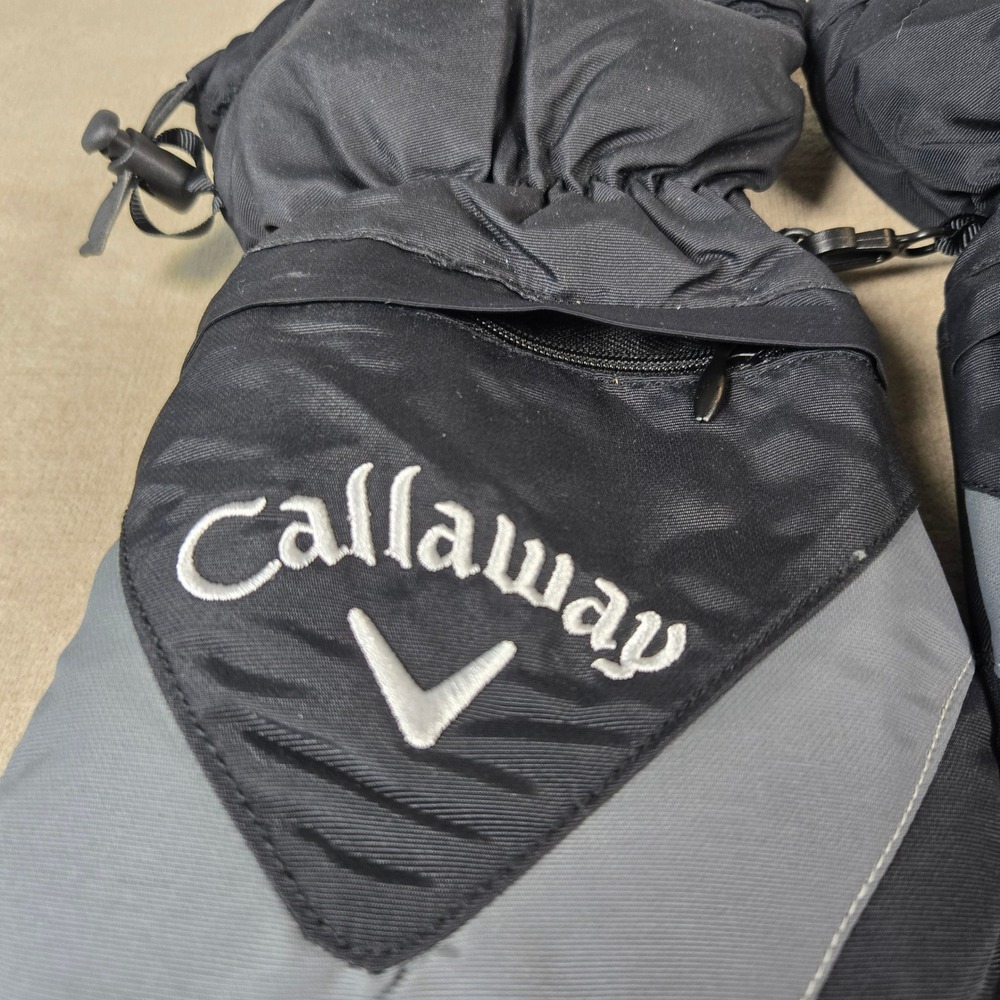 Callaway Thermal Mitts 2 Pack One Size Black Gray Golf Fleece Winter Water repel - Picture 3 of 6